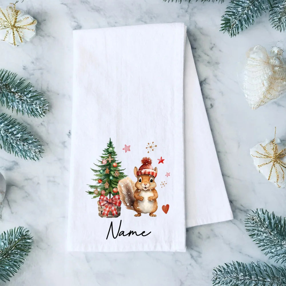 Personalized Christmas Tea Towel – Custom Holiday Kitchen Gift