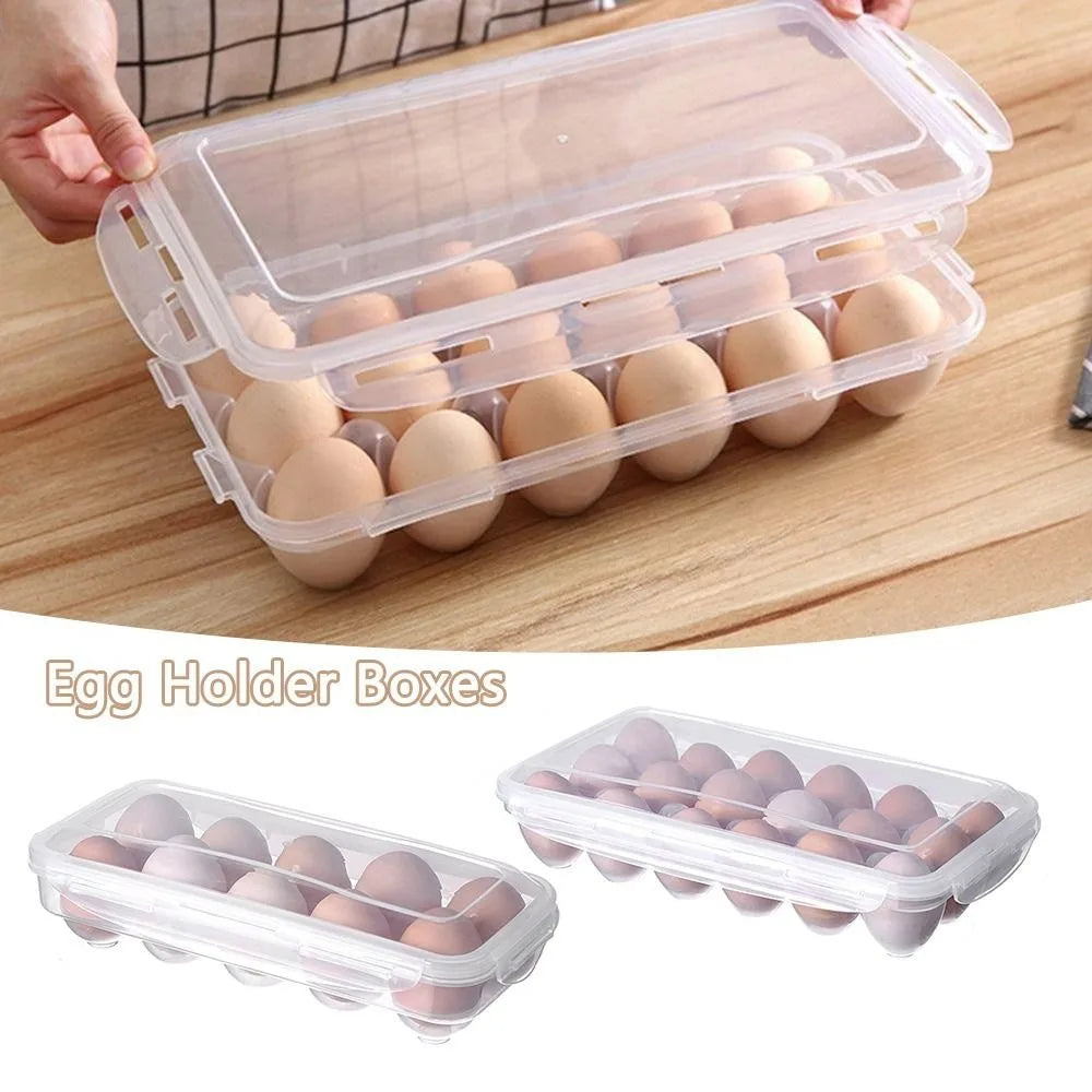 Transparent Egg Storage Box with Lid | 10 & 18 Grid Organizer