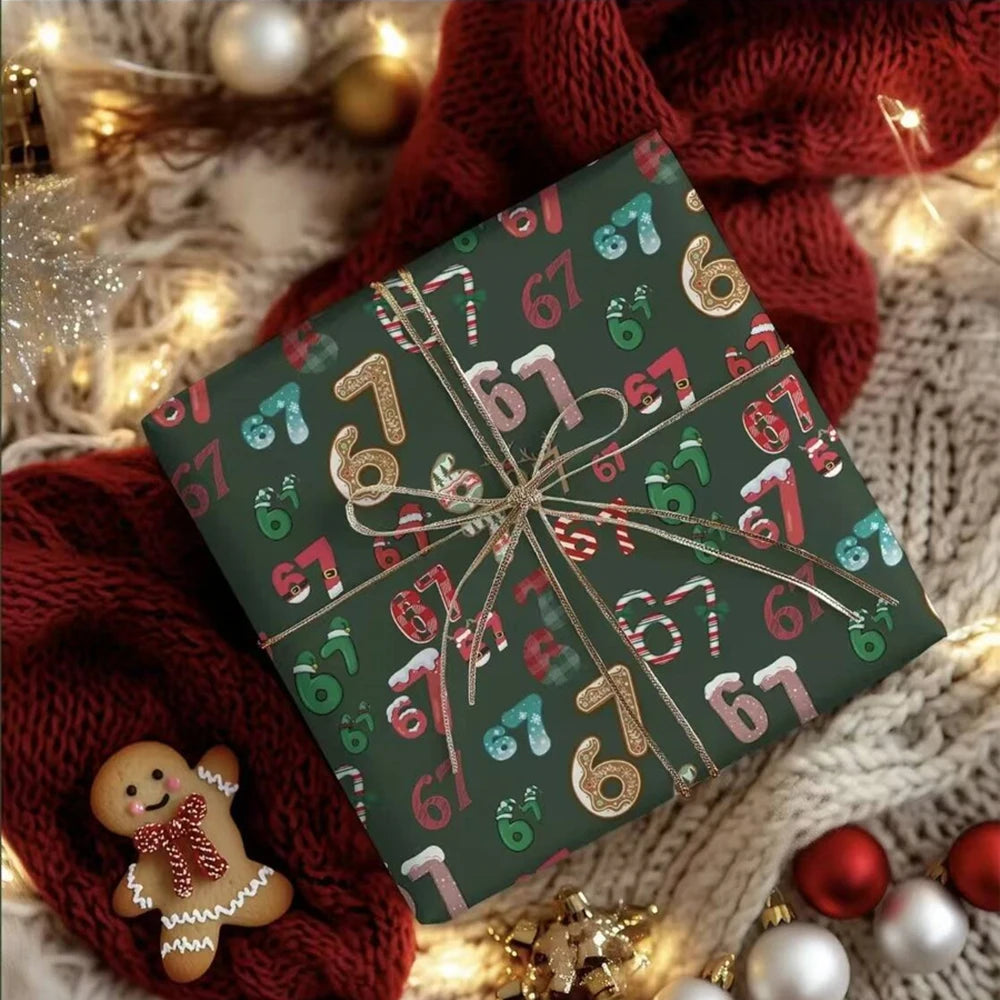 Funny "67" Christmas Wrapping Paper – Gag Gift Wrap 2 Sheets