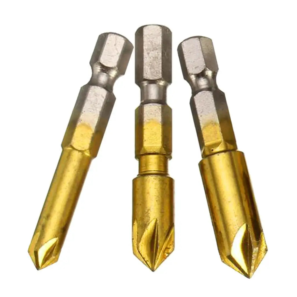 HSS Countersink Drill Bit Set – 1/4" Hex Shank 5 Flute 90°