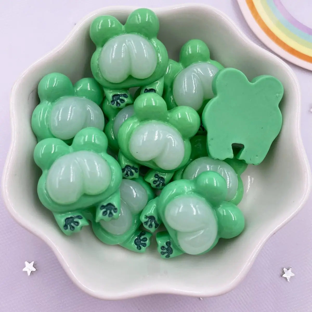 10-Piece Resin Frog Flatback Figurines for DIY Crafts & Scrapbooking