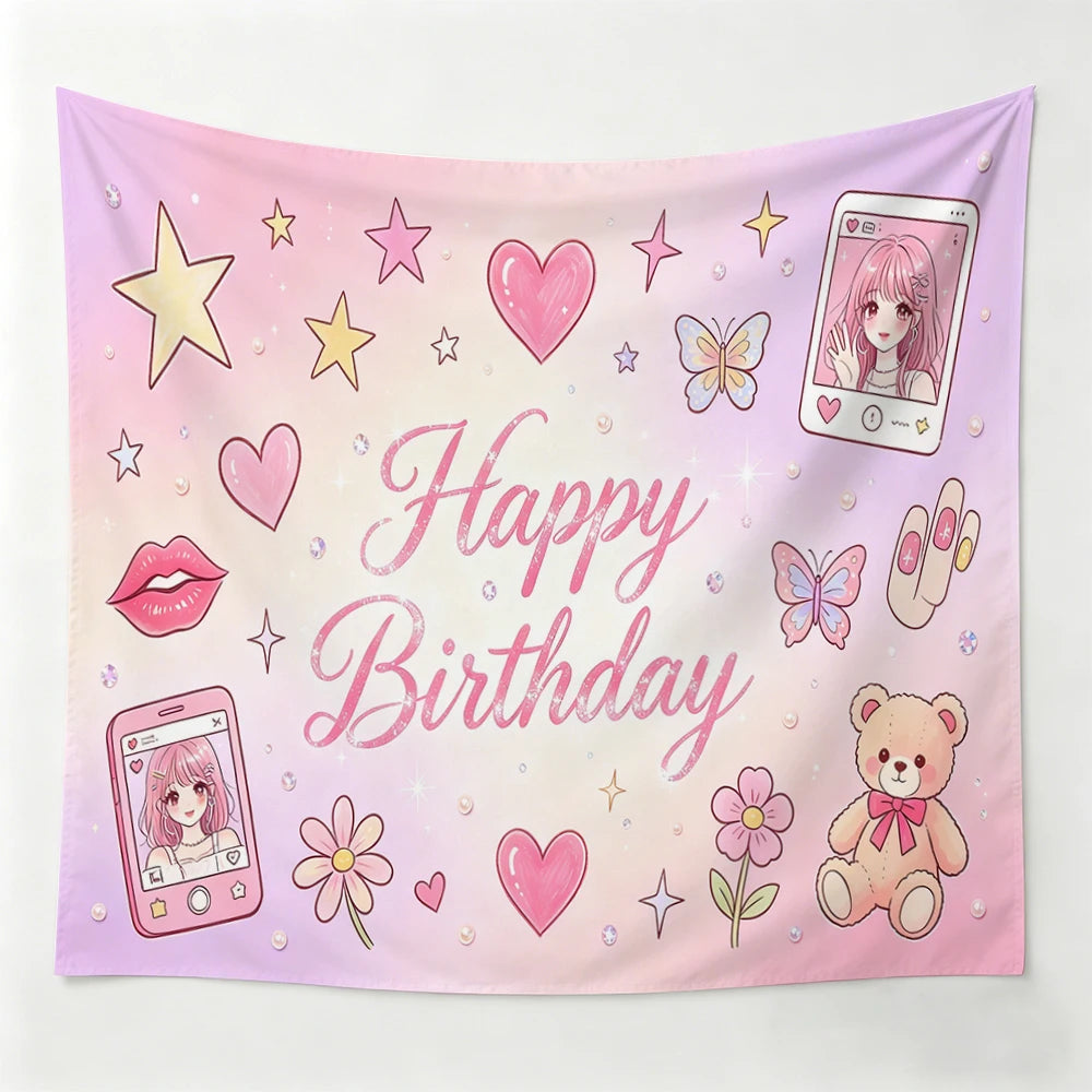 Golden Tulip Pearl Birthday Party Backdrop Hanging Cloth