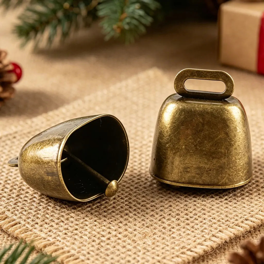Retro Horn Christmas Pendant Ornaments – 2-Pack | Antique Copper