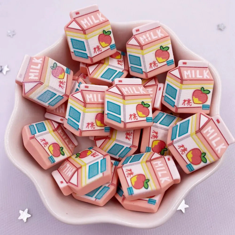 20PCS Kawaii Resin Fruit Drink Flatback 3D Figurines for DIY