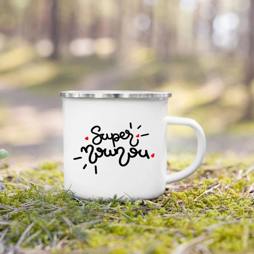 Thank You Nounou French Printed Enamel Mug – Gift Idea