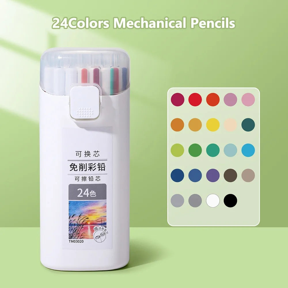 Oil-Based Mechanical Colored Pencils – 12 to 36 Color Sets