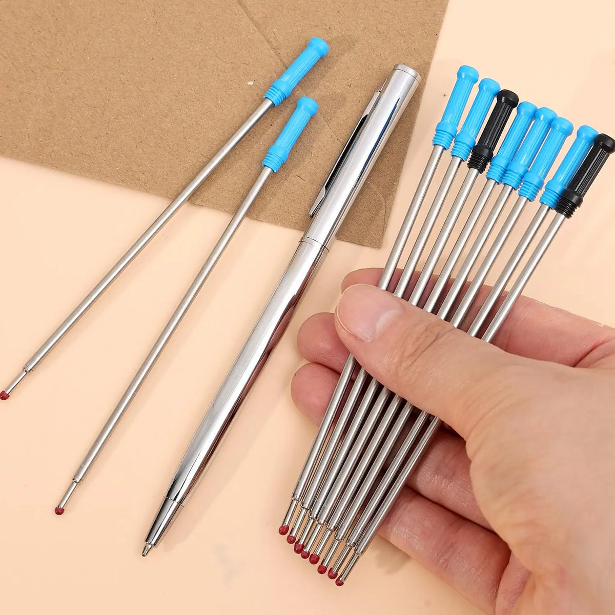 Metal Ballpoint Pen + 10 Refills | 1mm Smooth Writing Set