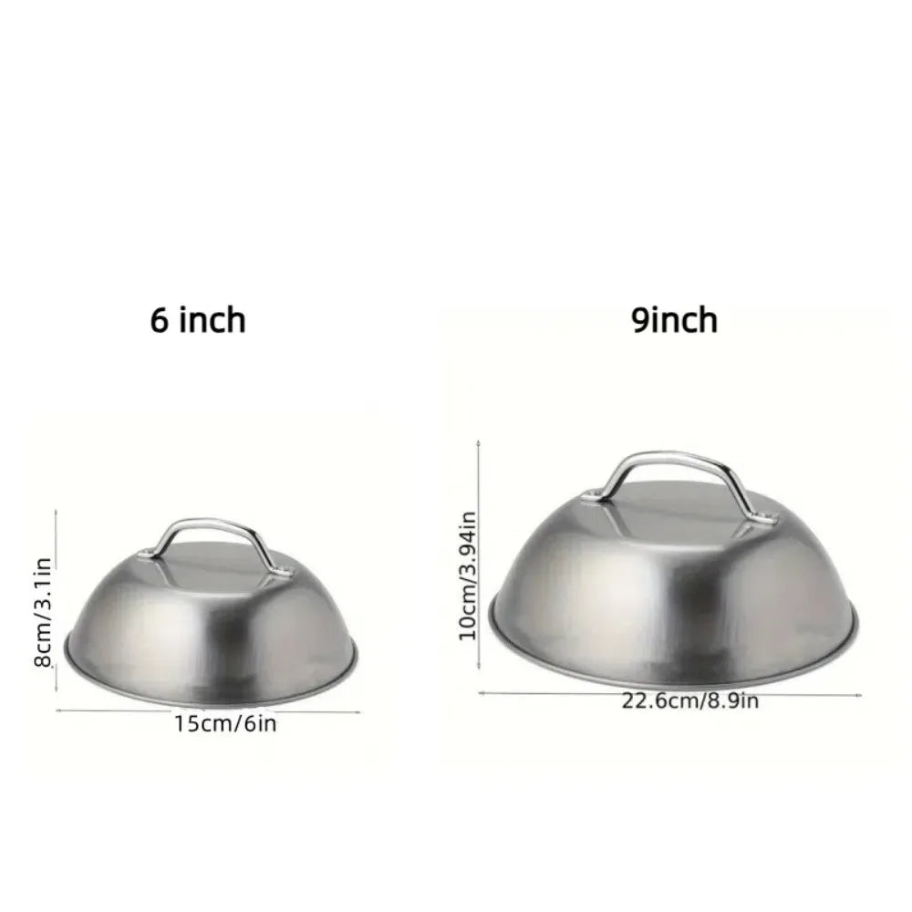 Stainless Steel Cheese Melting Dome 6 & 9 Inch BBQ Cover