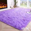 VIKAMA Black Shag Plush Area Rug – Soft Bedroom & Living Room