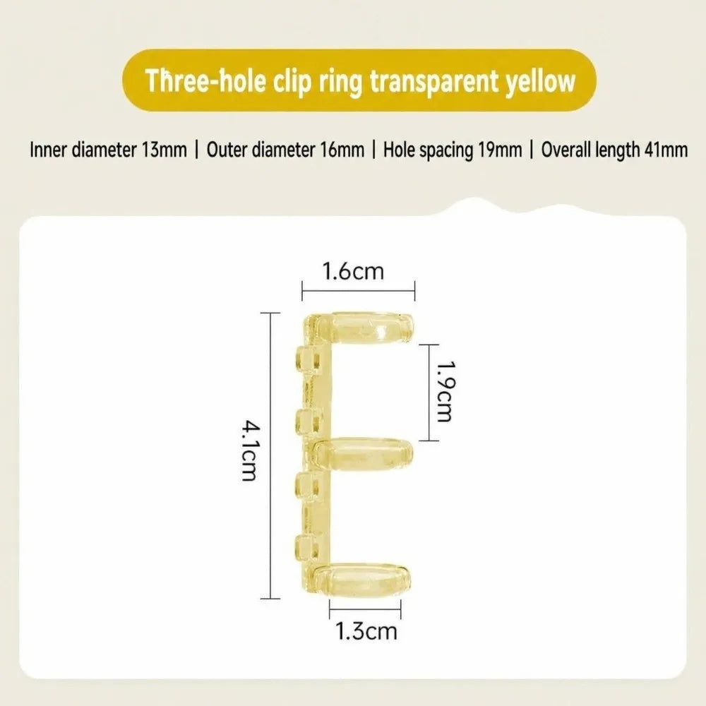 Transparent 3-Hole Plastic Loose Leaf Binder Rings – 7 Colors