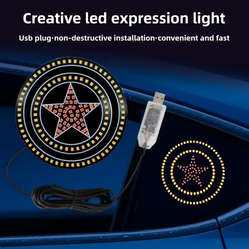 Car LED Pentagram Neon Ambient Light – 5V USB Interior Glow