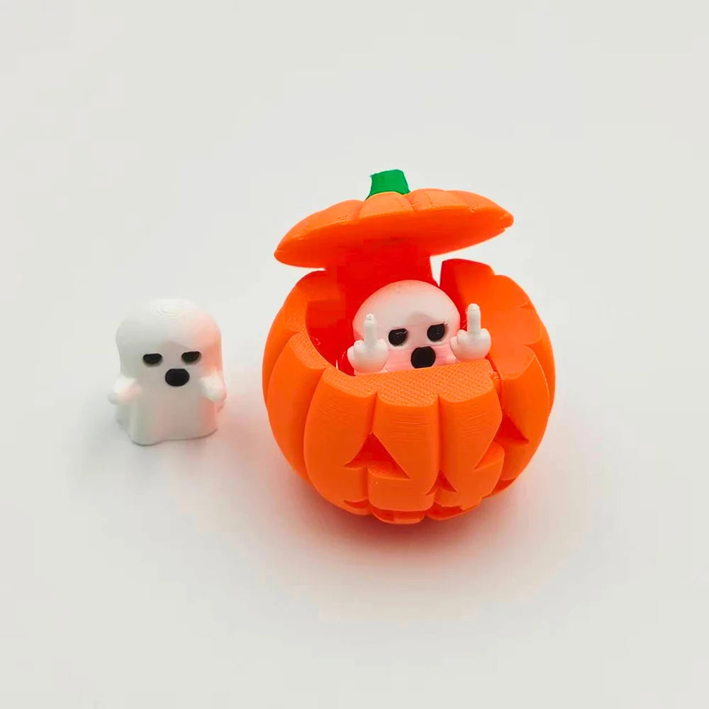 Halloween Pumpkin Ghost 3D Printed Figurine | Desktop Decor