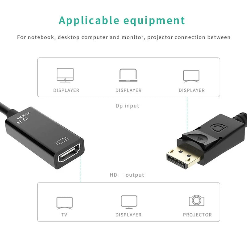4K DisplayPort to HDMI Adapter | DP Male to HDMI Female Converter