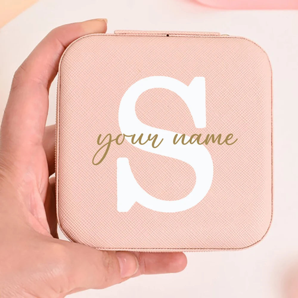 Personalized Faux Leather Jewelry Box – Custom Name & Initial