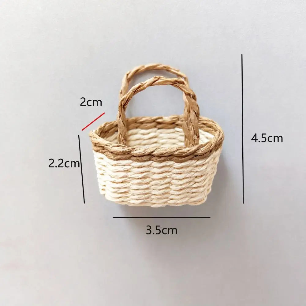 Miniature Hand-Woven Basket for BJD & Ob11 Dollhouse Decor