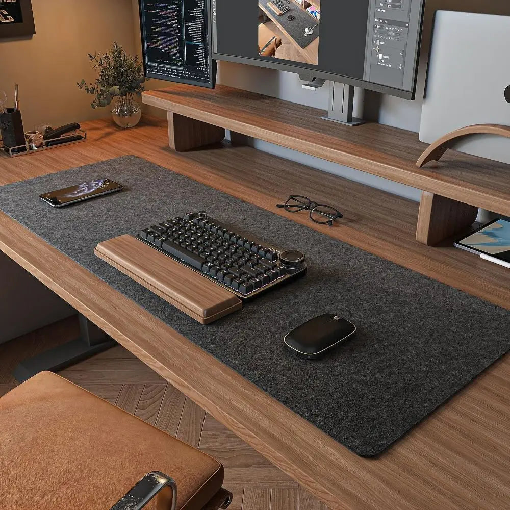 Large Wool Felt Desk Mat – Non-Slip Mouse & Keyboard Pad