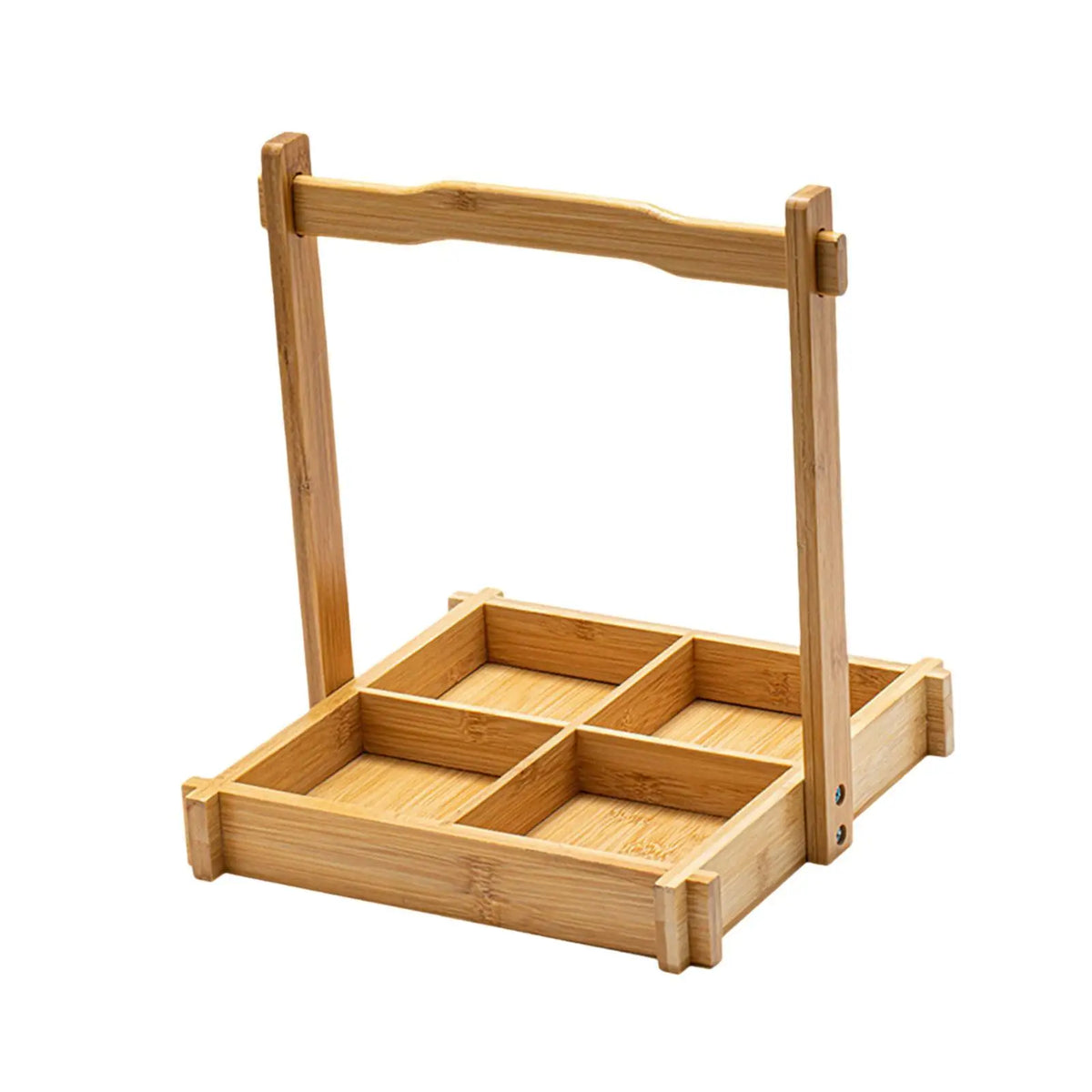 4-Compartment Bamboo Round Serving Tray for Snacks & Parties