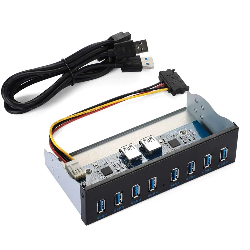 7–8 Port USB 3.0 Front Panel Hub | 5.25" Bay 19-Pin Adapter