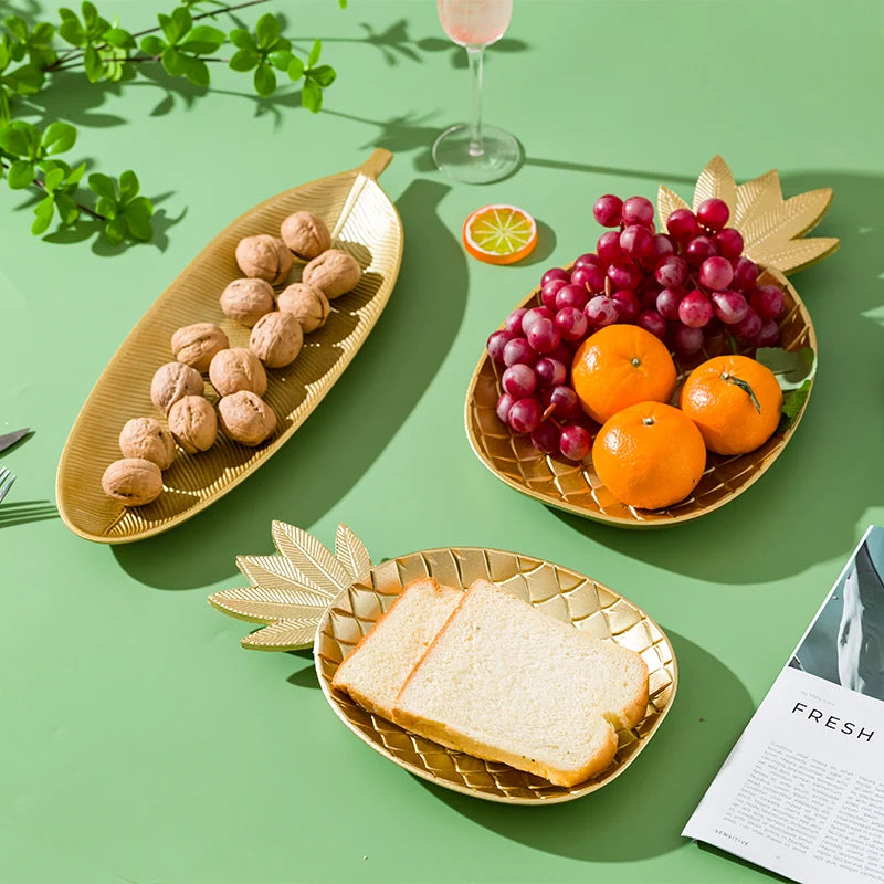 Gold Pineapple Leaf Jewelry Tray | Minimalist Storage Dish