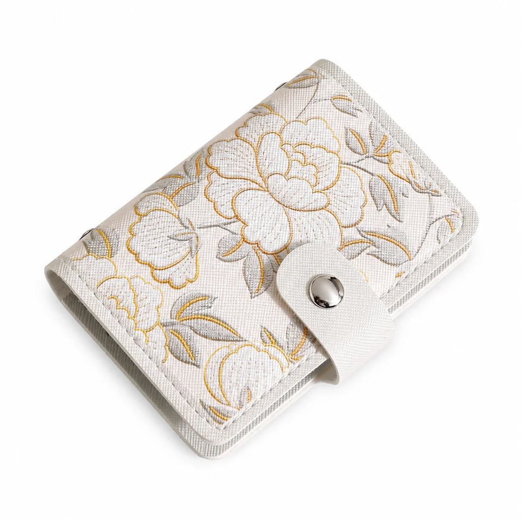 Floral Card Holder Wallet Women – 20 Slots & 2 ID Windows