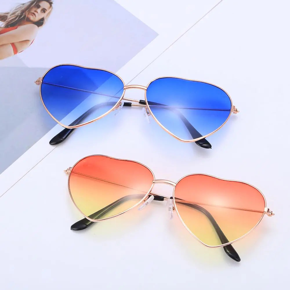 Heart-Shaped Sunglasses UV400 Metal Frame – Women's