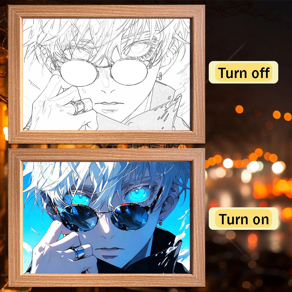 Satoru Gojo LED Light Frame – Jujutsu Kaisen Anime Decor