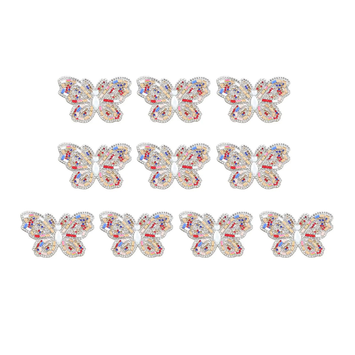 10-Pack Rhinestone Butterfly Iron-On & Sew-On Patches