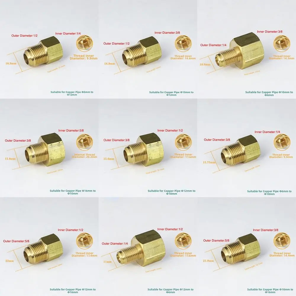 45-Degree SAE Brass Flare Reducer Fitting Female to Male 1/4–3/4"