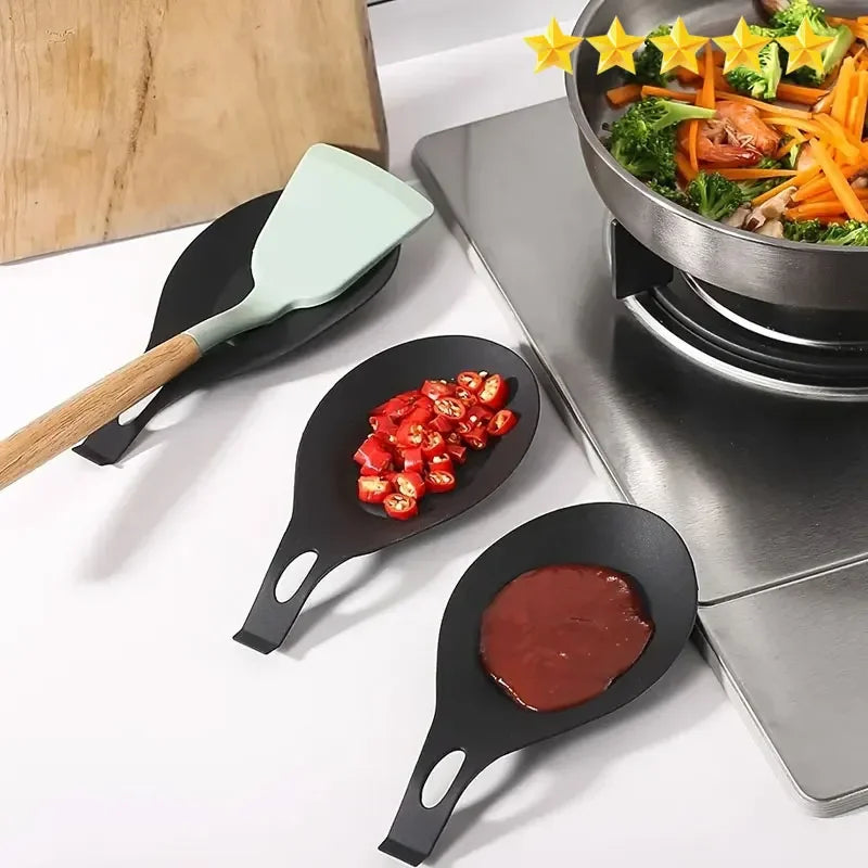 3-Piece Silicone Spoon Rest & Spatula Holder – Heat Resistant