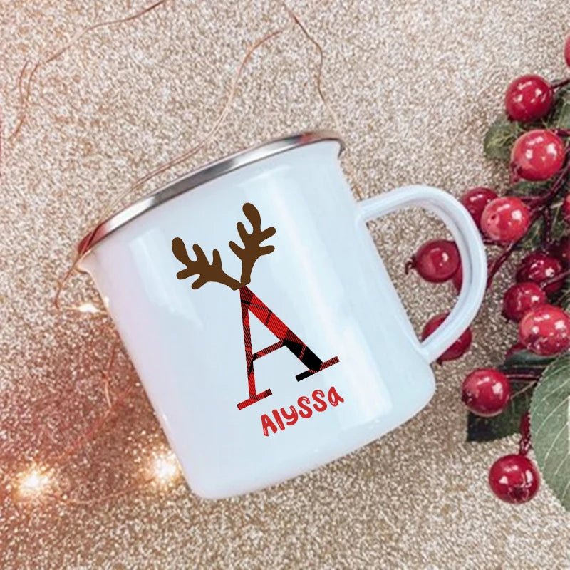 Personalized Enamel Mug – Custom Name & Initial Gift for Kids