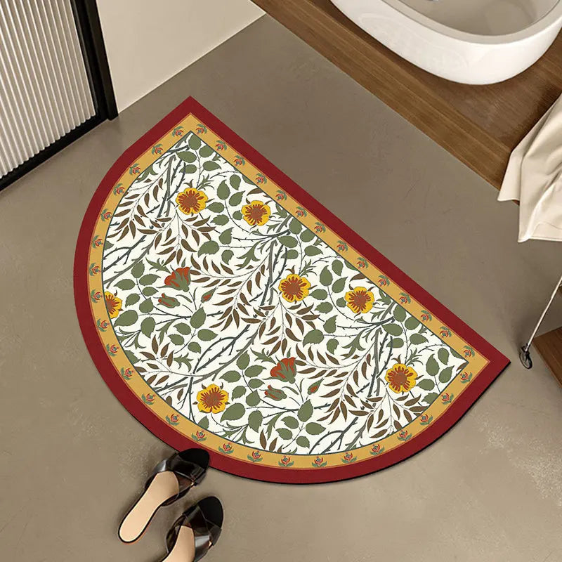 Semi-Circular Retro Anti-Slip Floor Mat – Bathroom & Entryway