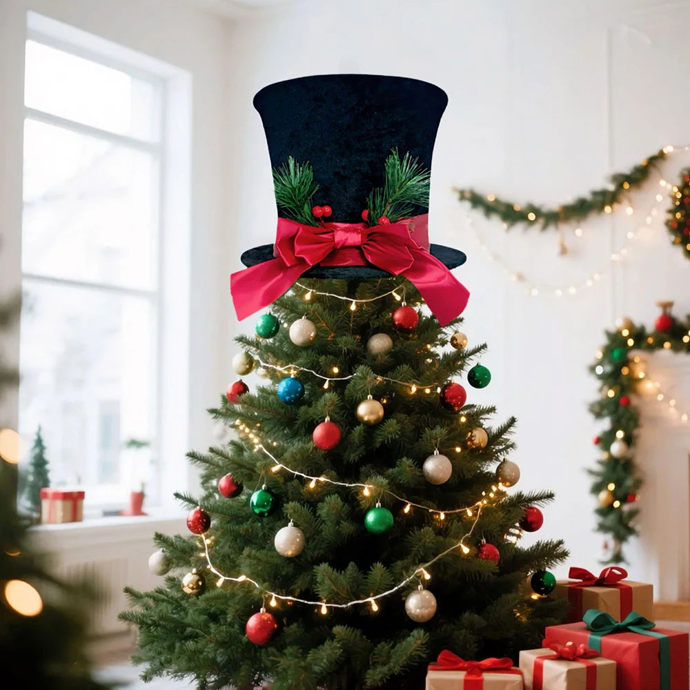 Christmas Tree Top Hat Topper – Striped Polyester Ornament