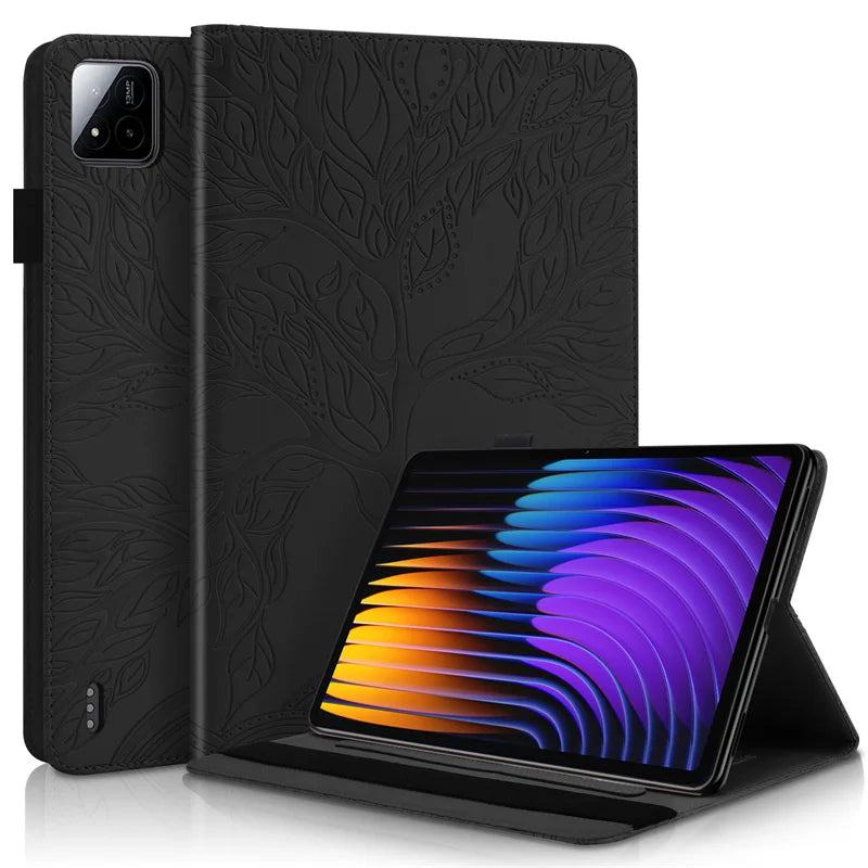 Xiaomi Pad 7 Case 11.2" Embossed Tree Flip Wallet Stand Cover