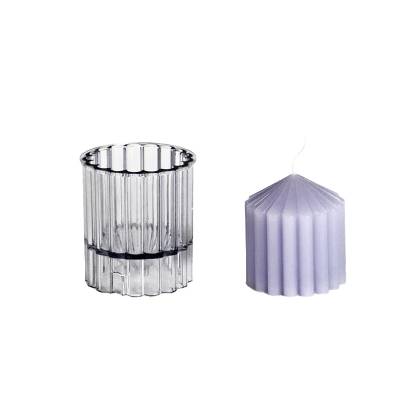 3D Stripe Cylinder Candle Plastic Mold – DIY Geometric Kit