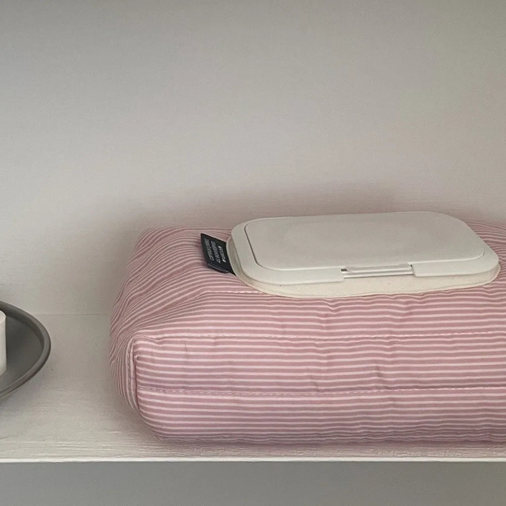 Striped Quilted Wet Wipe Pouch | Portable Tissue Organizer