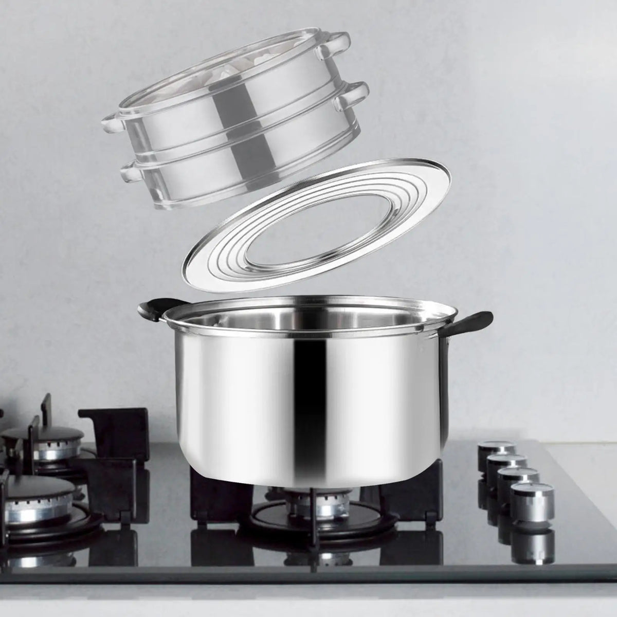 32cm Stainless Steel Steamer Ring Adapter for 18–30cm Pots