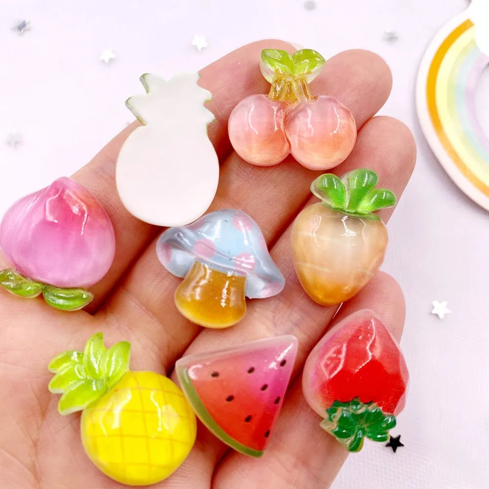 20PCS 3D Resin Fruit Flatback Figurines – DIY Scrapbook Craft