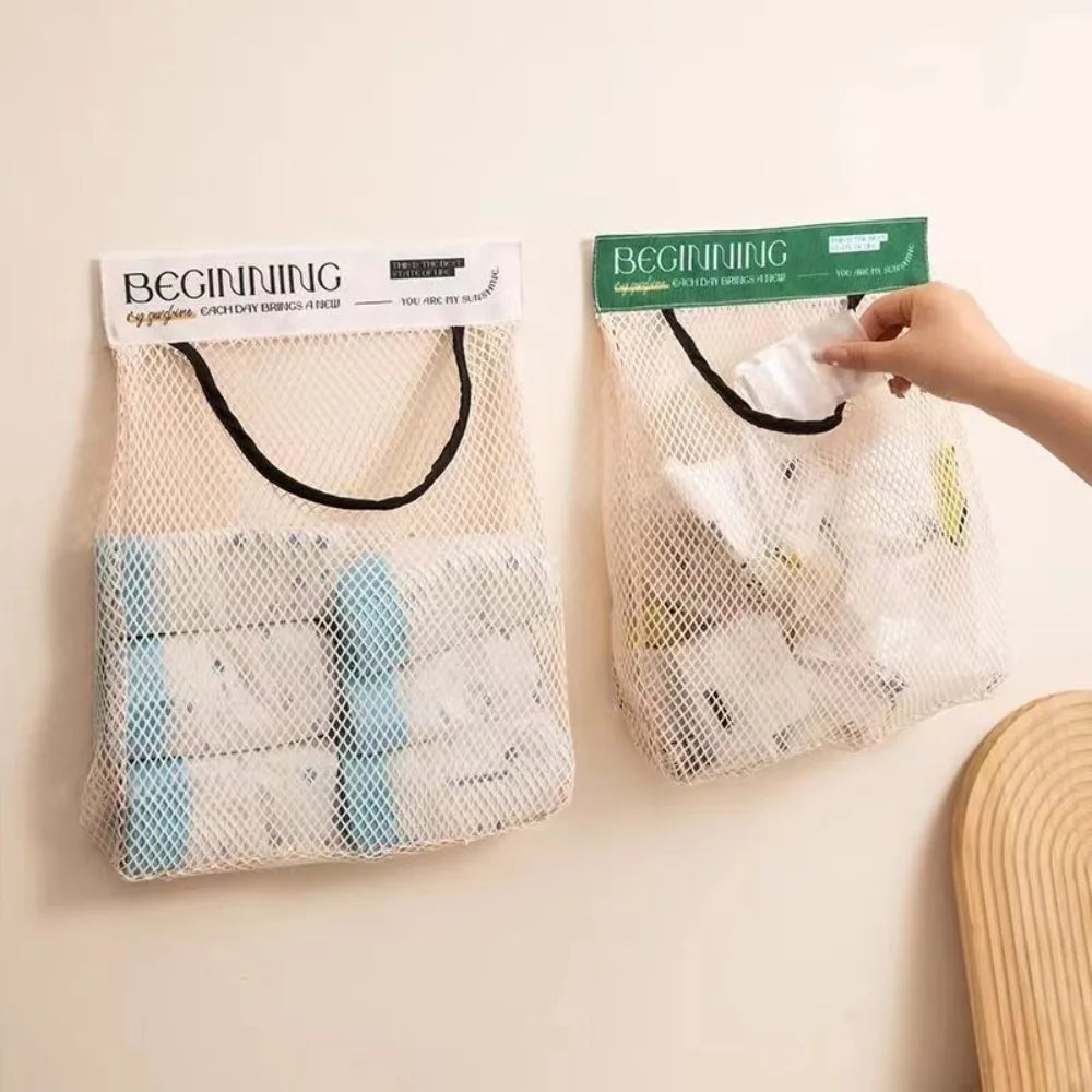Wall-Mounted Hanging Mesh Bag for Fruit & Vegetable Storage