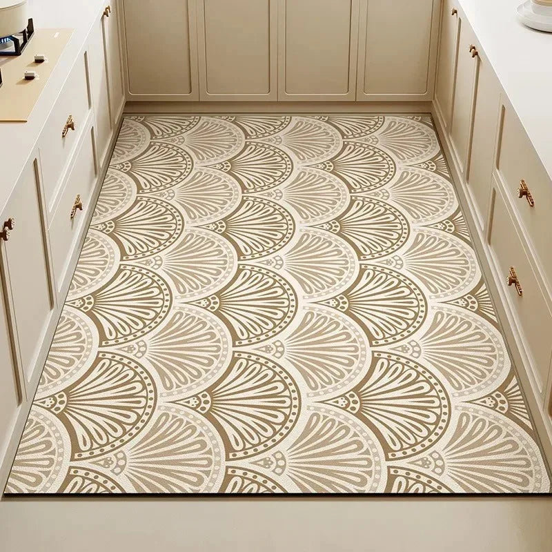 Vintage Floral Tile Non-Slip Washable Floor Mat Rug