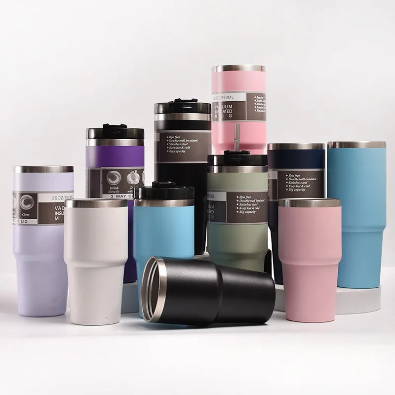 304 Stainless Steel Vacuum Thermos Cup with Straw | Portable