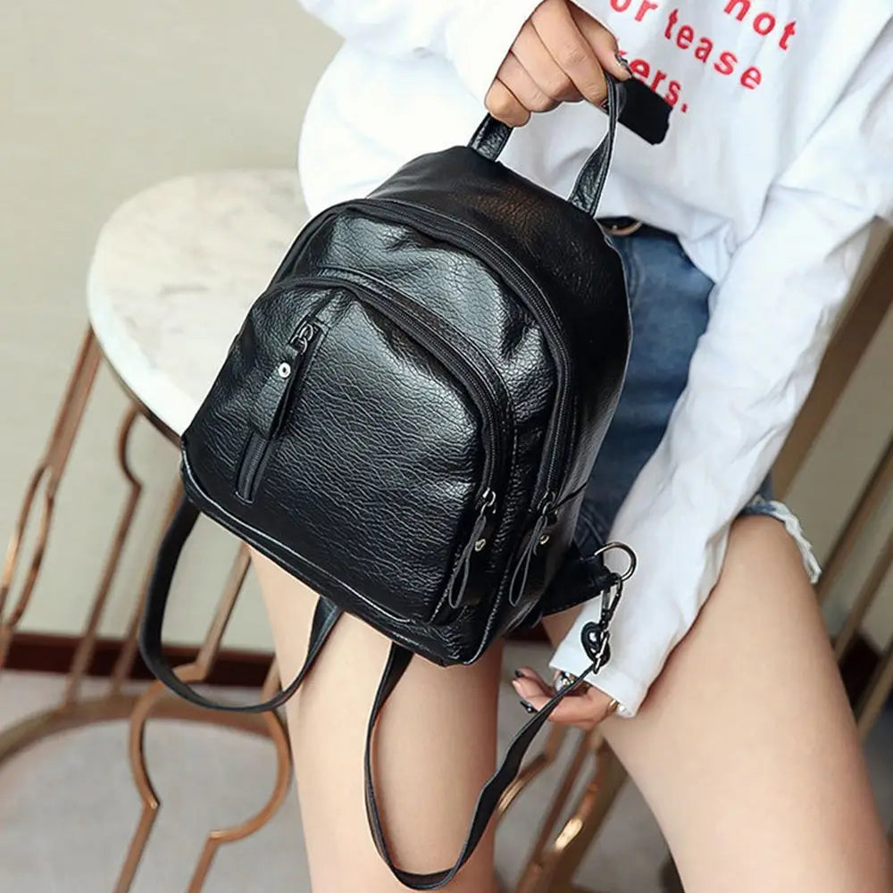 Women's Waterproof PU Leather Anti-Theft Shoulder Backpack