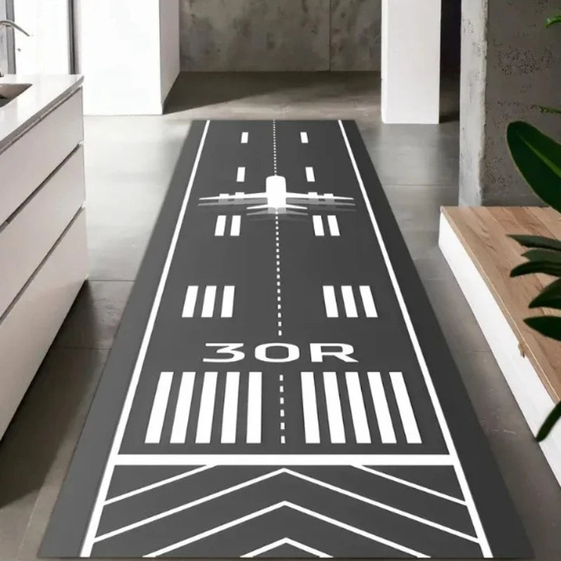 Kids Airport Runway Playmat Rug – Aviation Airplane Theme