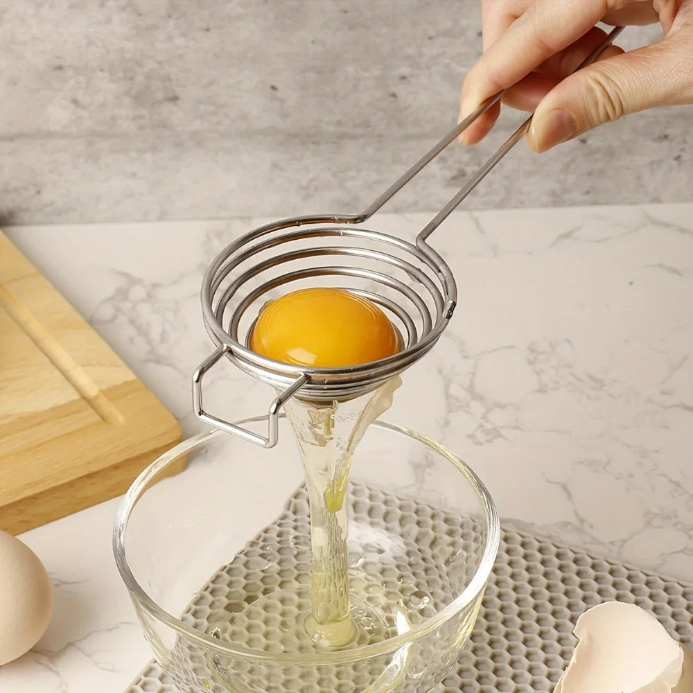 Stainless Steel Egg Separator – Long Handle Yolk White Divider