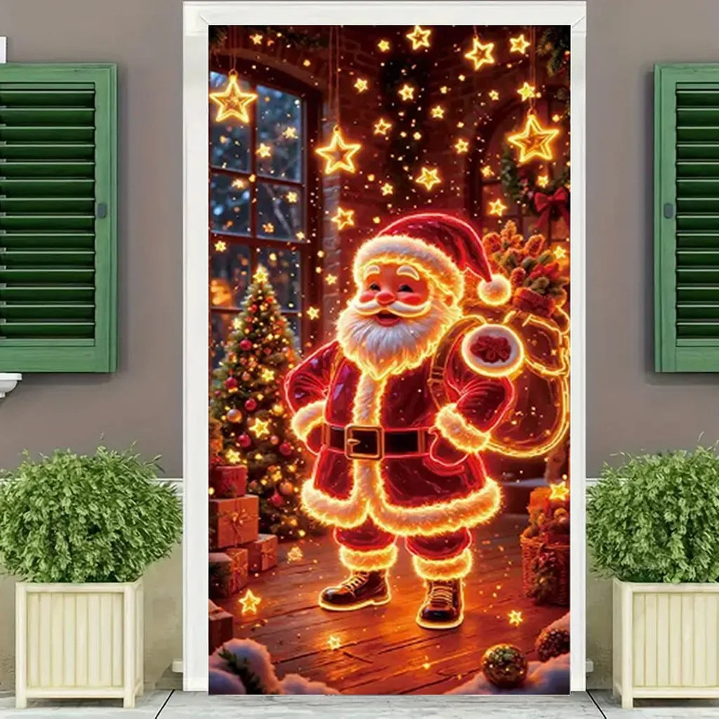 Neon Effect Christmas Tapestry Wall Hanging Banner 90x180cm
