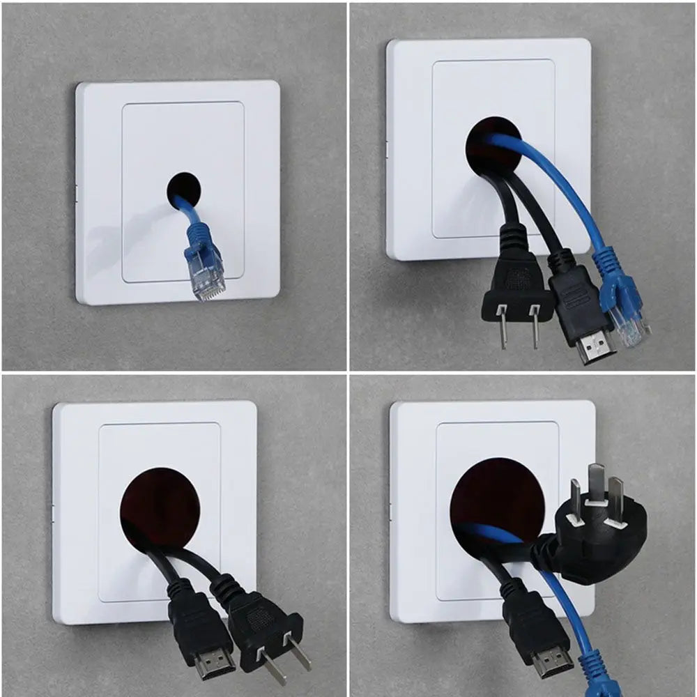 Wall Blank Panel Cable Cover with Rubber Pad & Outlet Hole