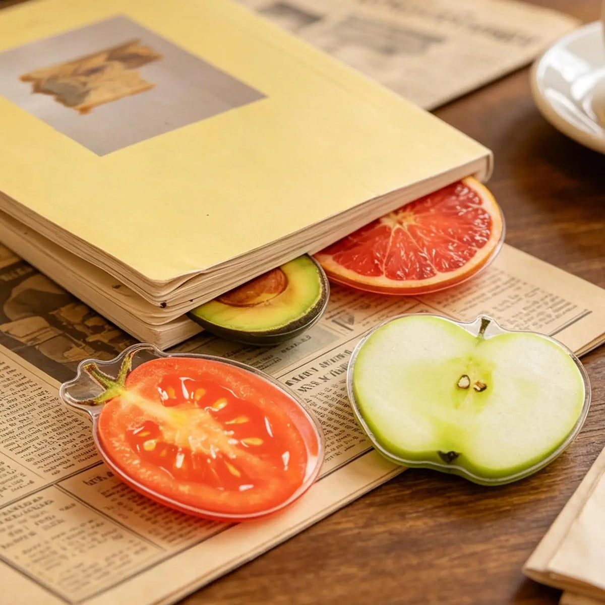 Acrylic Fruit Bookmarks Set – 7 Translucent Designs