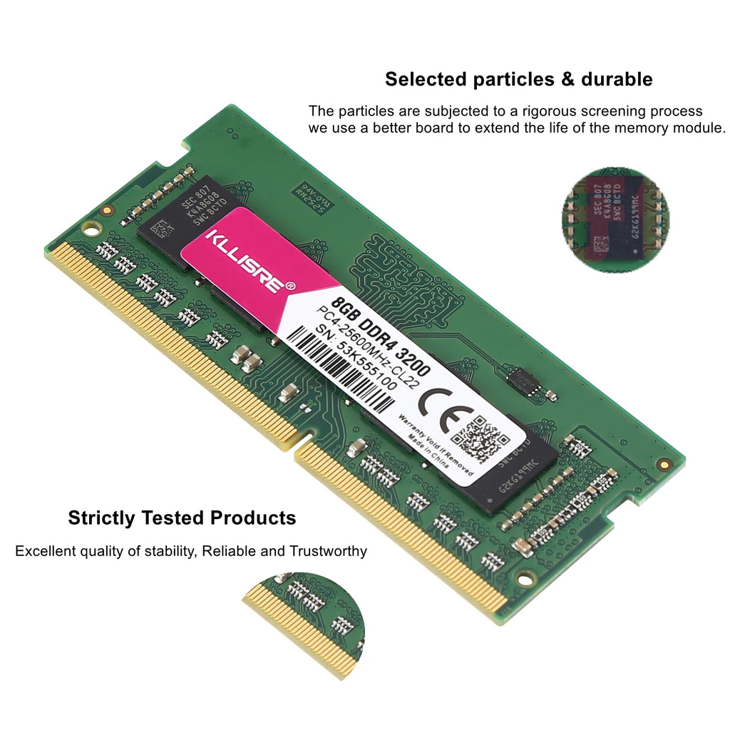 Kllisre DDR4 SODIMM 8GB Laptop RAM 2666MHz 3200MHz