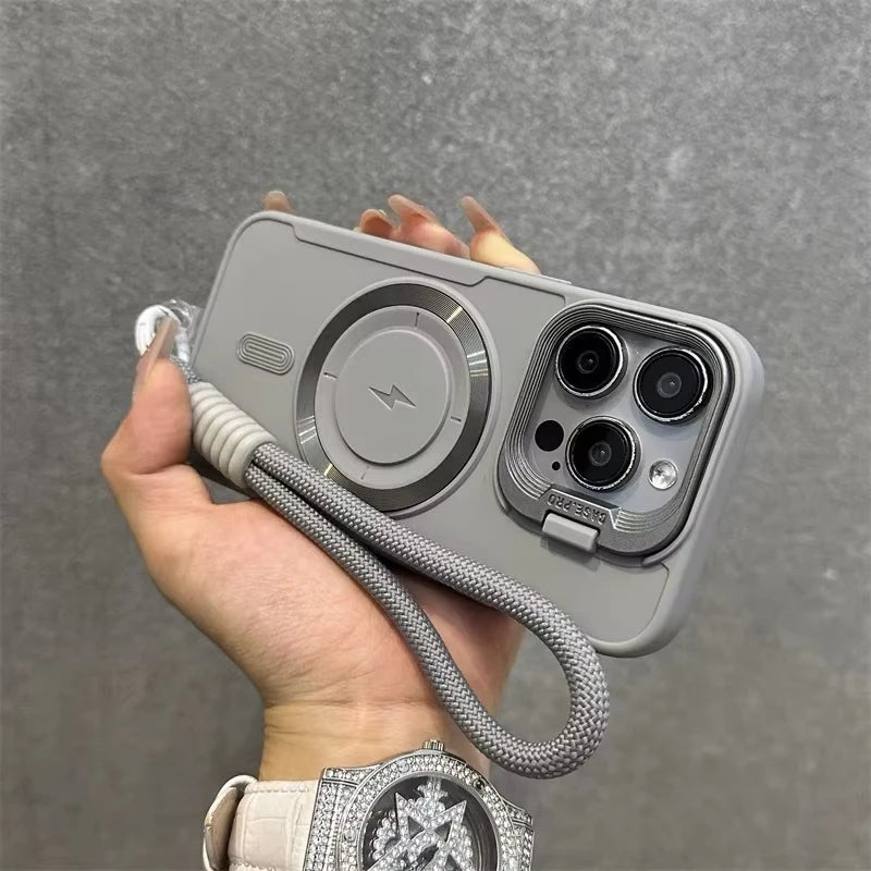 MagSafe iPhone Case – Fold Lens Stand & Wrist Strap | AKABEILA