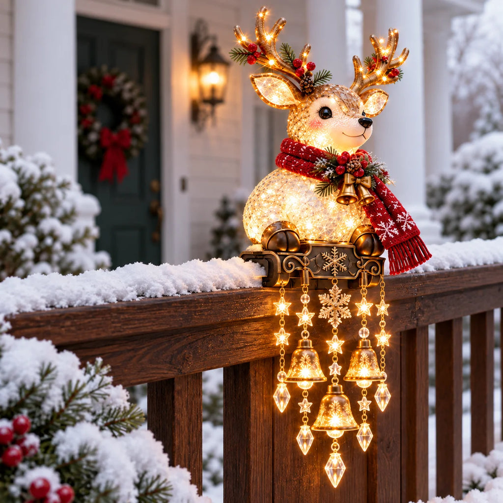 Christmas Bell & Star Porch Railing Decorative String Light