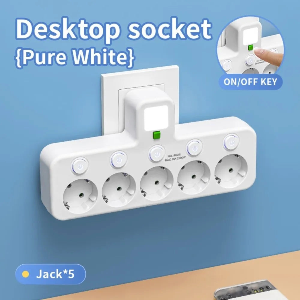 EU Wall Socket 2–5 Plugs with USB Type-C Ports | 2500W